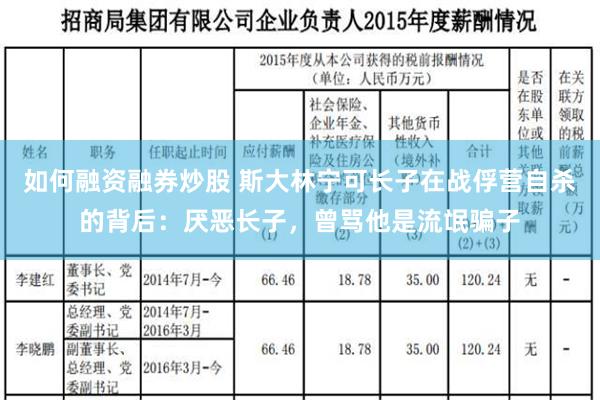 如何融资融券炒股 斯大林宁可长子在战俘营自杀的背后：厌恶长子