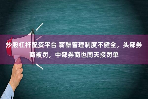 炒股杠杆配资平台 薪酬管理制度不健全，头部券商被罚，中部券商